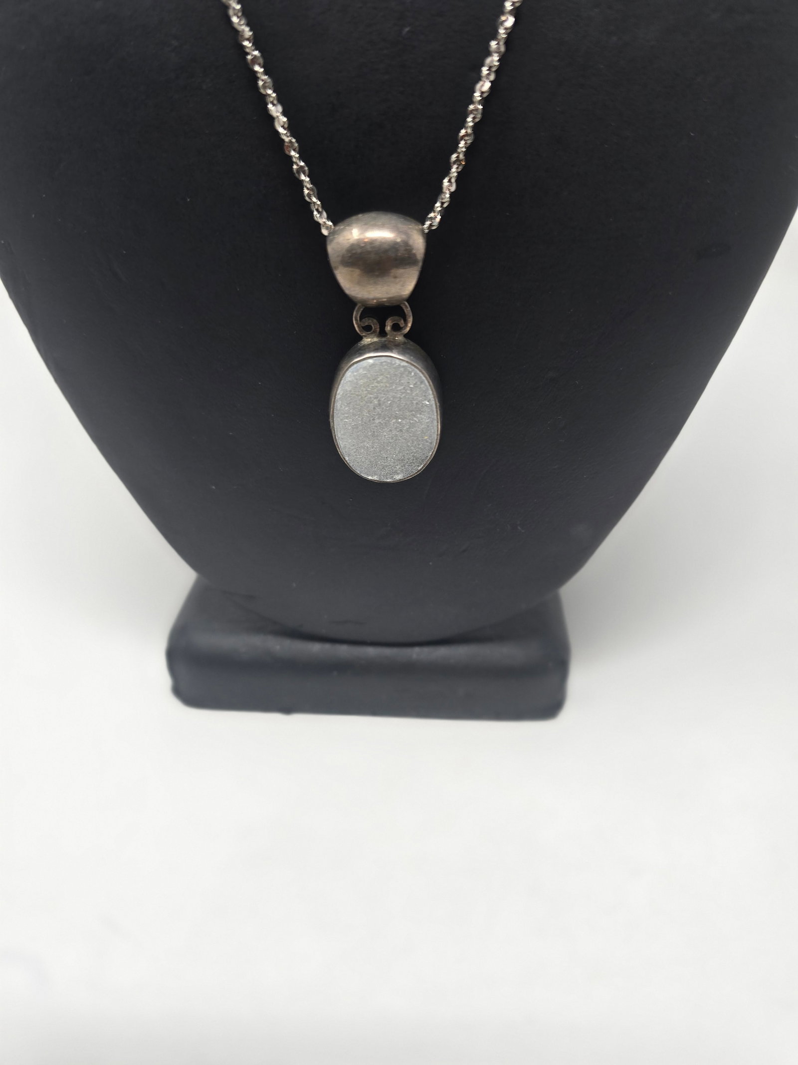 925 Sterling Silver White Quartz Crystal Pendant Necklace - 2