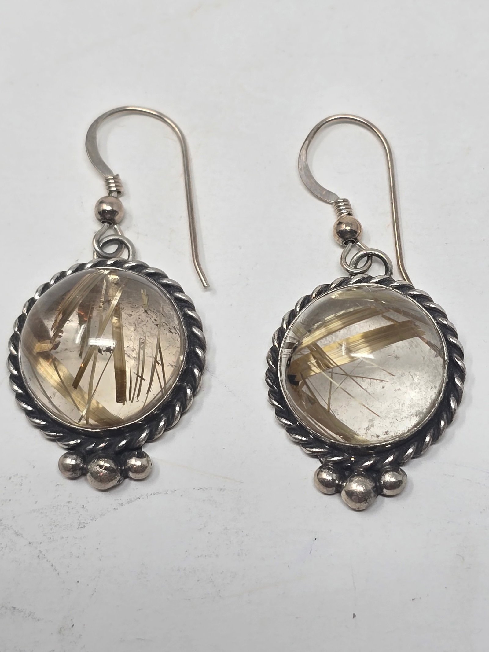 Rutilated Quartz Crystal set in 925 Sterling Silver Frame - 2
