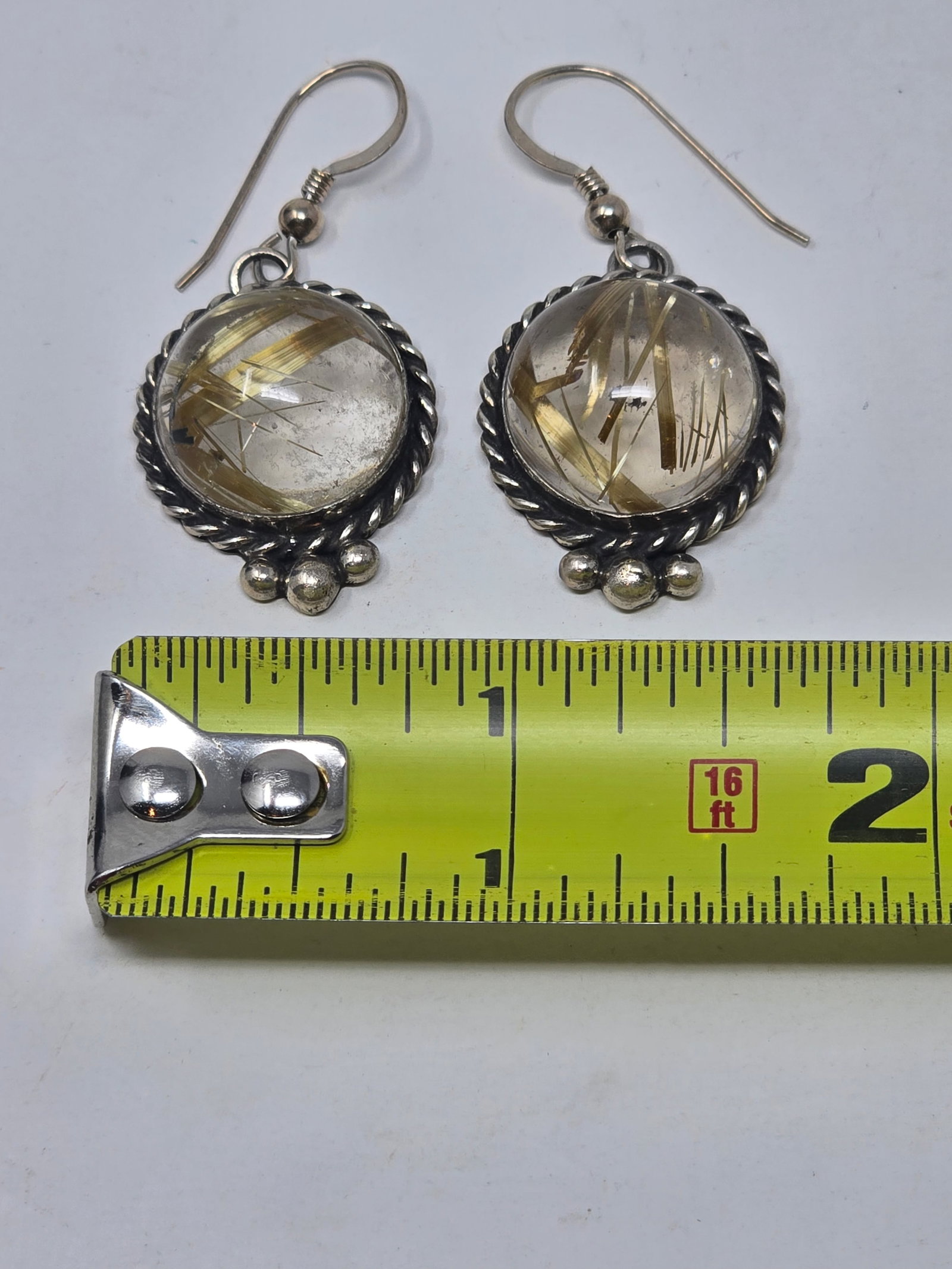 Rutilated Quartz Crystal set in 925 Sterling Silver Frame - 4