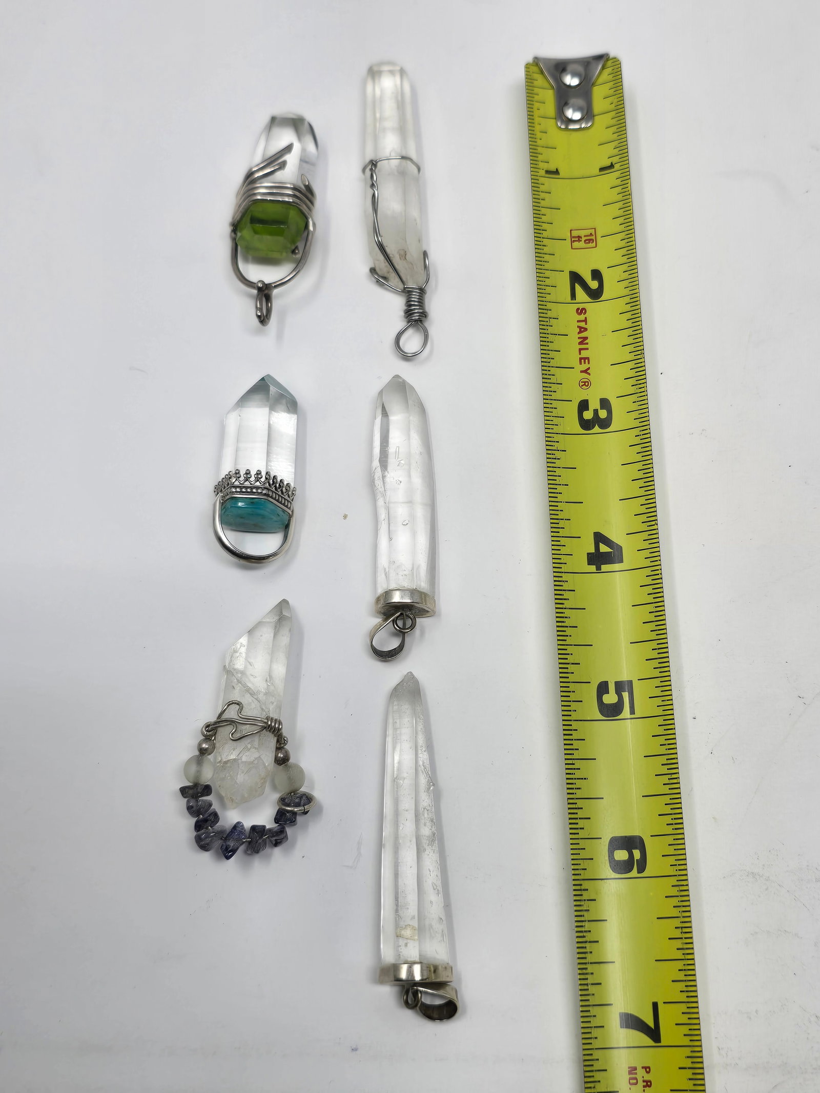 Lot of (6) Clear Quartz Crystal Point Pendants - 3
