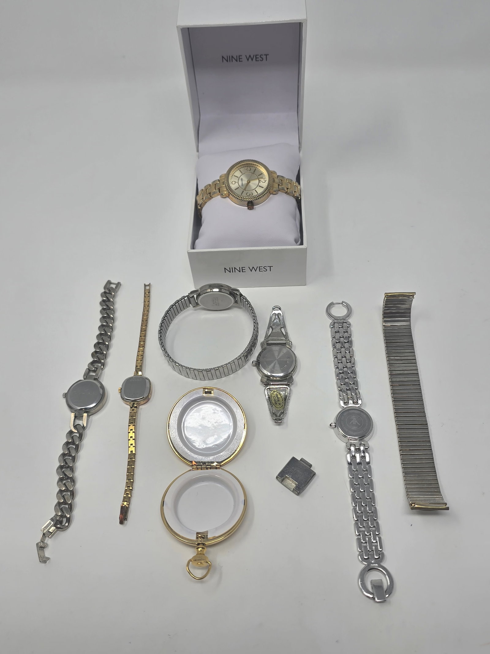 Lot of (6) Vintage Watches, a Watch Band & a Trinket Holder - 2