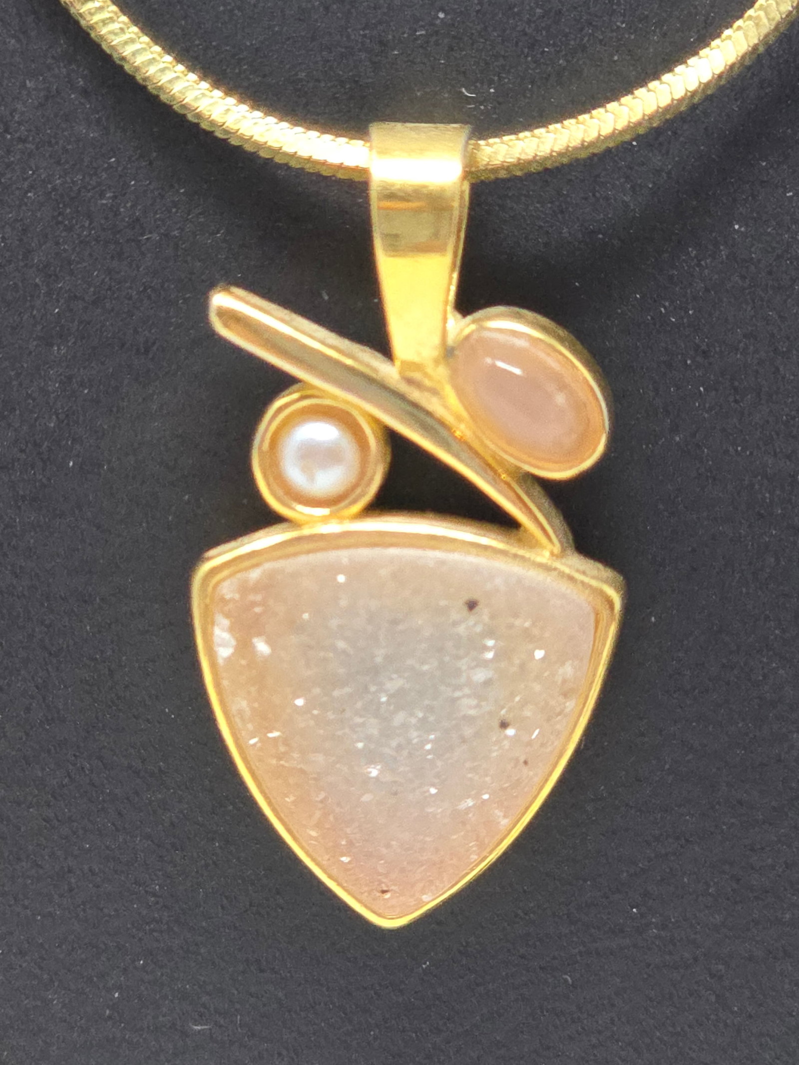 925 Sterling Silver Set of Necklace & Earrings with Gold Overtones - 2
