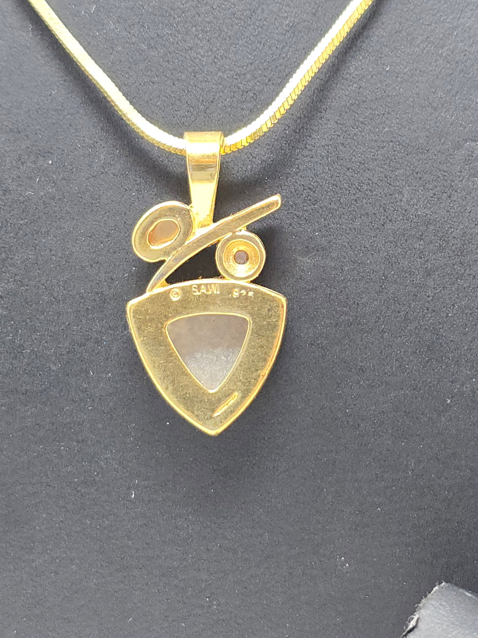 925 Sterling Silver Set of Necklace & Earrings with Gold Overtones - 4