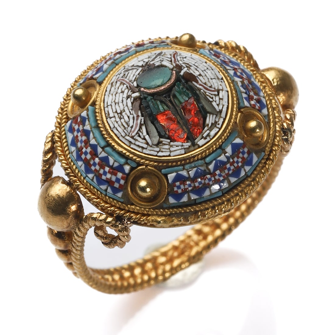 ANTIQUE GOLD MICRO-MOSAIC RING - 2