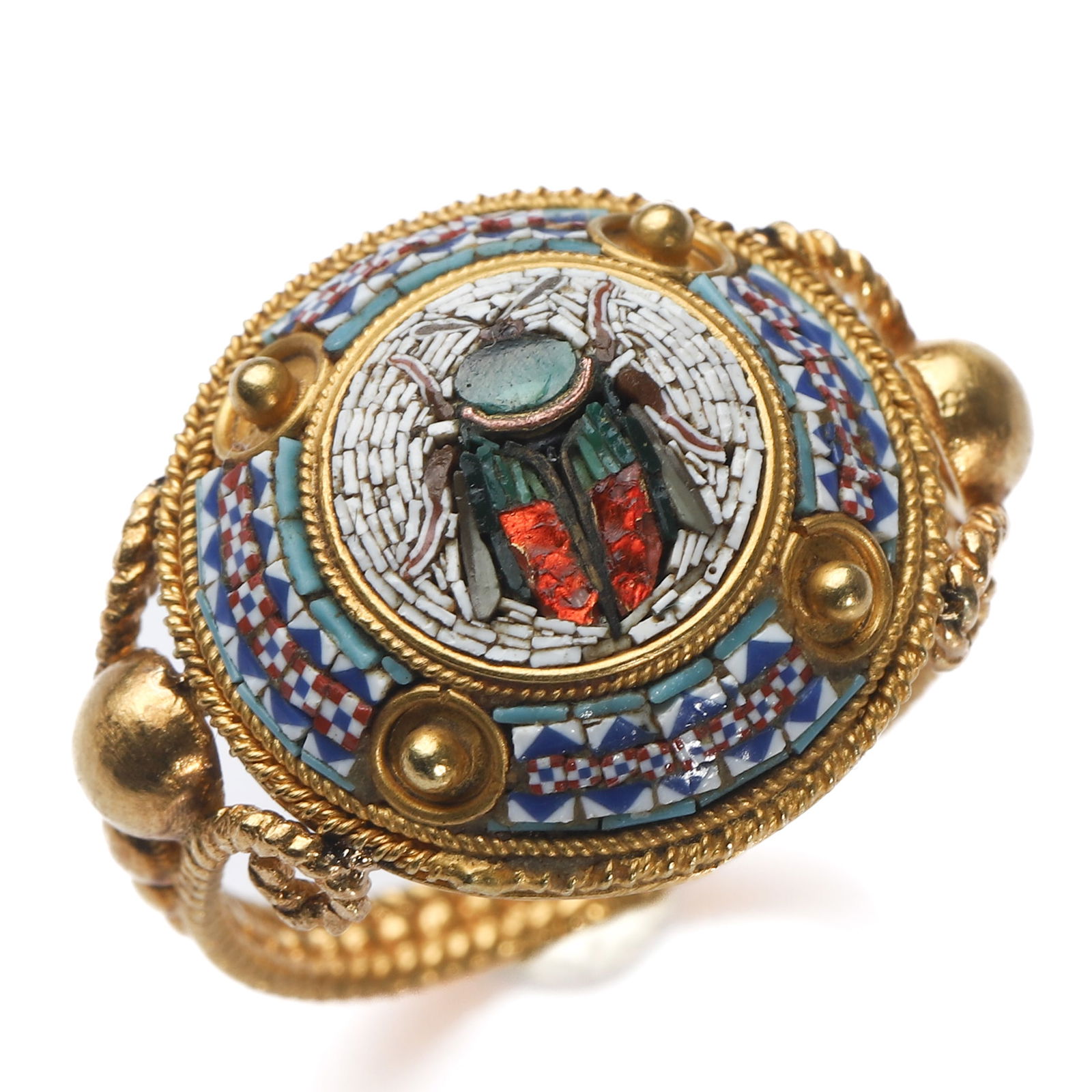 ANTIQUE GOLD MICRO-MOSAIC RING - 3