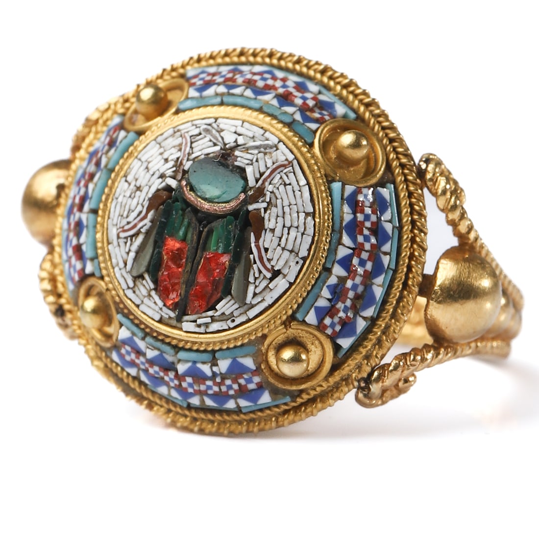 ANTIQUE GOLD MICRO-MOSAIC RING - 4