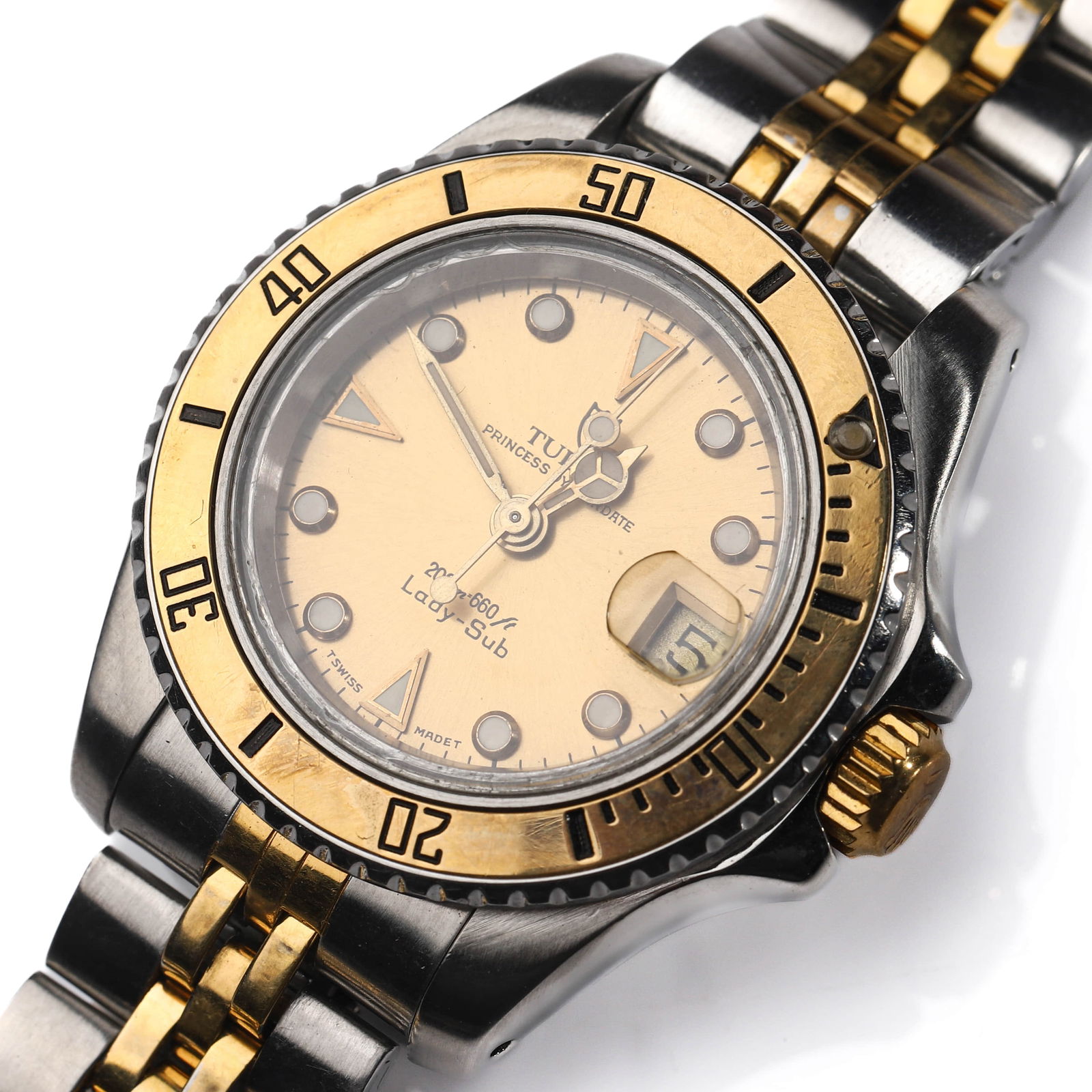 TUDOR PRINCESS DATE “LADY SUB?? TWO-TONE STAINLESS STEEL WRISTWATCH (1 of 8)