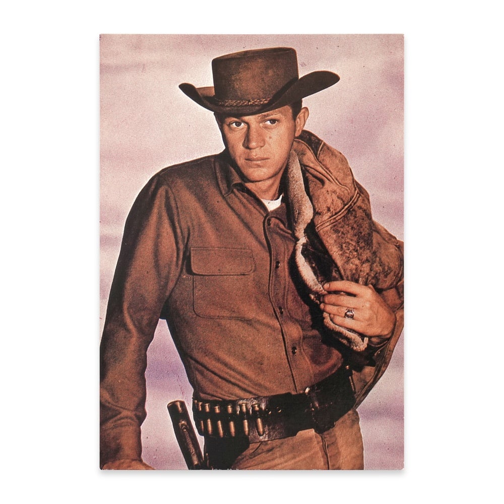 STEVE MCQUEEN SIGNED POSTCARD: 5 7/8 x 4 1/8 in (14.8 x 10.2 cm) Provenance and Authentication: This collectible has undergone a rigorous forensic evaluation. The signatures were carefully analyzed across multiple criteria, includi