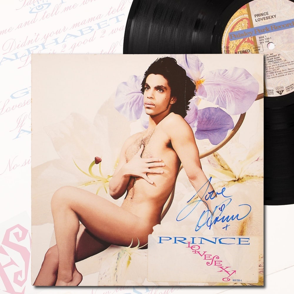 PRINCE SIGNED "LOVESEXY" LP: 12 1/4 x 12 1/4 in Provenance and Authentication: This collectible has undergone a rigorous forensic evaluation. The signatures were carefully analyzed across multiple criteria, including ink depositi
