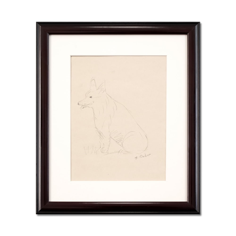 TASHA TUDOR SIGNED DRAWING: Image dimensions: 11 3/8 x 8 1/4 in (28.9 x 21 cm) Framed dimensions: 17 3/8 x 14 3/8 in (44 x 36.5 cm) Provenance and authentication: This collectible has undergone a rigorous forensic evaluation.