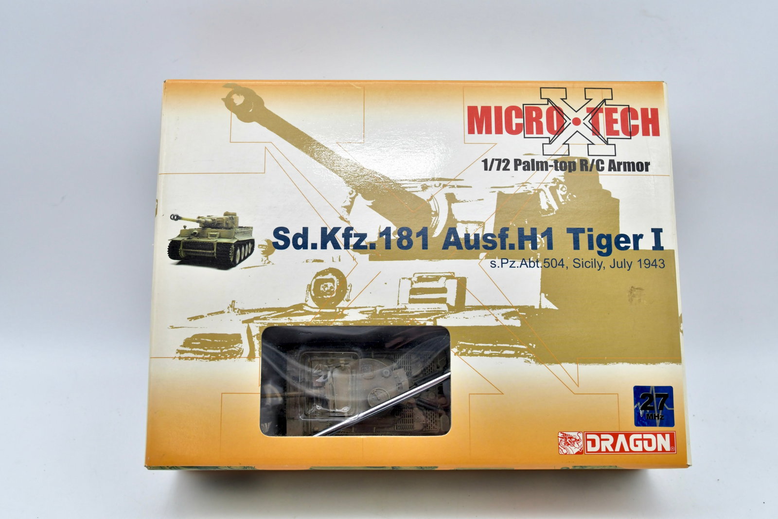 Dragon 1/72 Tiger I Micro X-Tech RC Tank: Dragon Models Micro X-Tech Sd.Kfz.181 Ausf.H1 Tiger I palm-top R/C armor vehicle in 1/72 scale.