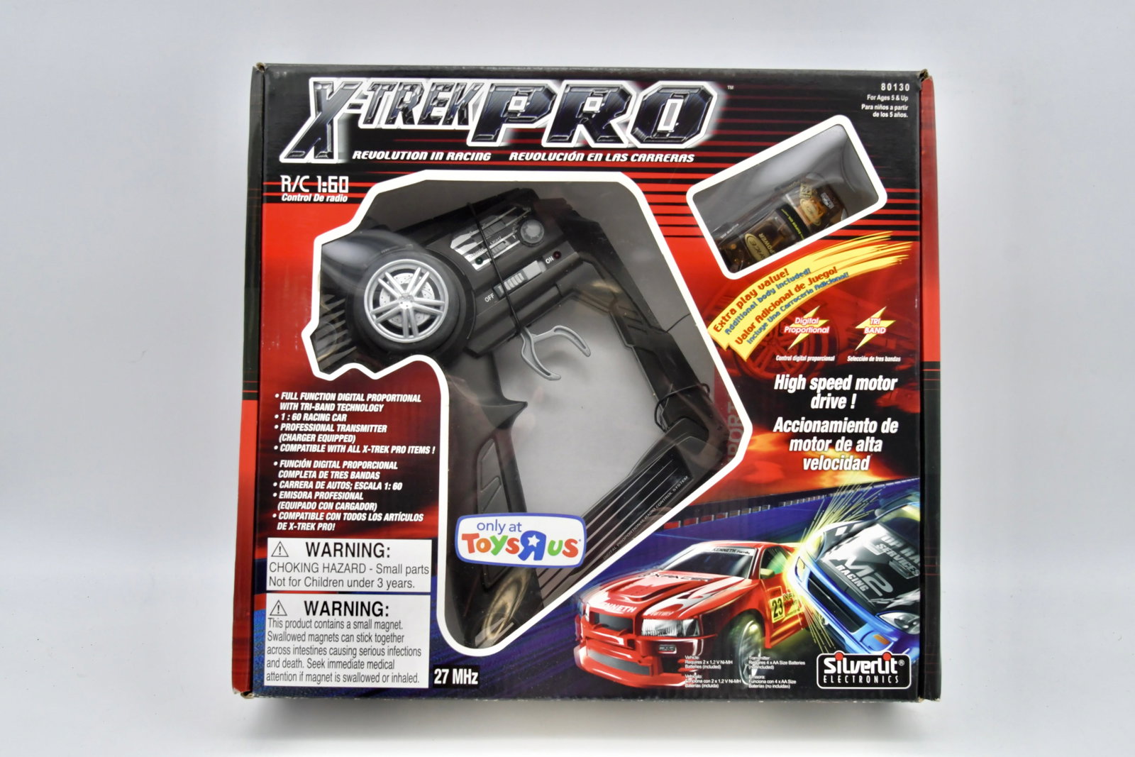 Silverlit X-Trek Pro 1:60 RC Car: Vintage Silverlit X-Trek Pro radio control racing car set in 1:60 scale.