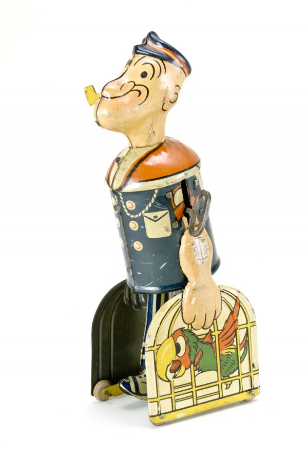 Marx Tin Wind-up Popeye Toy: Popeye tin walker, attributed to Marx. In working condition.