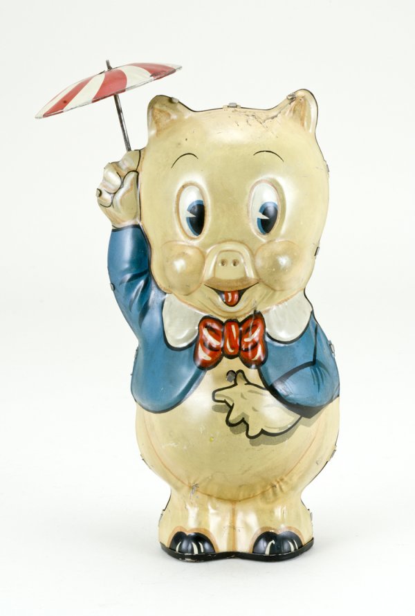 Marx Porky Pig Tin Wind-up Toy: Marked "1939 Leon Schlesinger". In working condition.