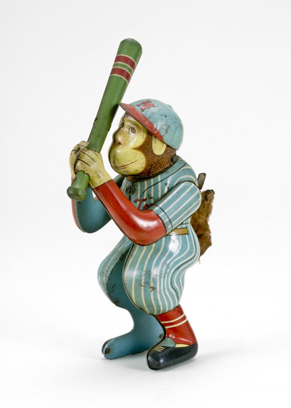 Tin Wind-up Baseball Monkey Toy: Marked "AAA Japan". Works well.