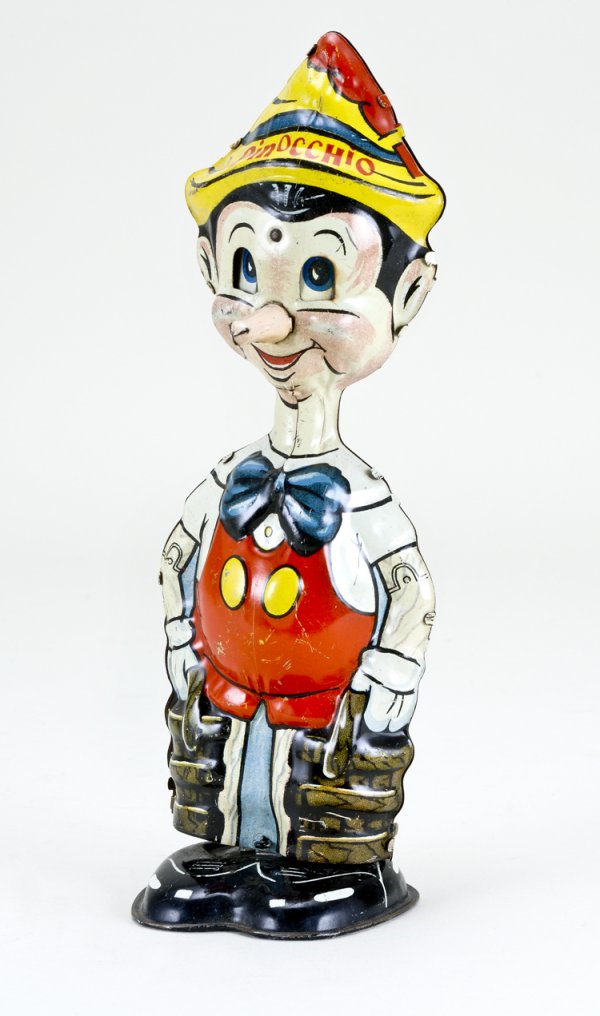 Marx Pinocchio Wind-up Walker Toy: Lithographed, circa 1939.