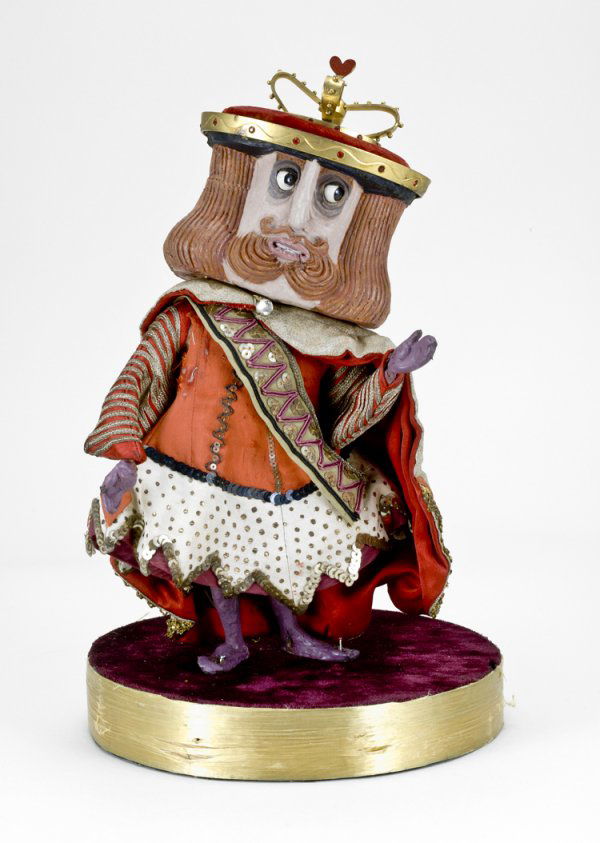 Alice in Wonderland Early TV Promo Prop: 12 1/2" tall King of Hearts from a Louis Bunin production, Punch Films, Inc. Was used for CBS television short film Alice in Wonderland. Previously sold at a Christie's auction.