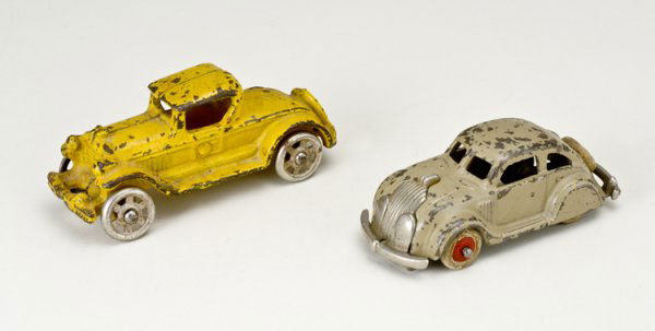 2 Cast Iron Cars: Both with original paint, sedan with "Pat. Appl'd For".