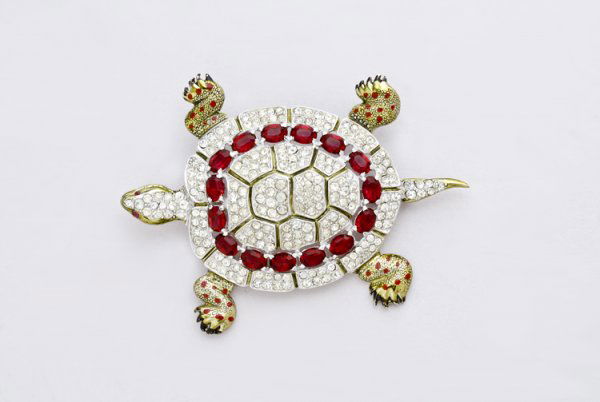 Vintage Original Turtle Costume Jewelry Pin: Marked Coro.