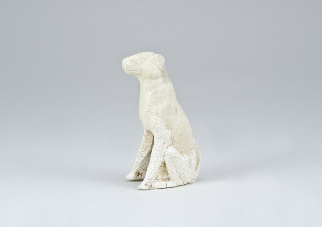 Ancient Chinese Figure of a Dog: 4 1/8" tall. From a collection of Chinese Sung, Tang and Han Dynasty pottery, all originating from the construction site of the Three Gorges Dam in China.