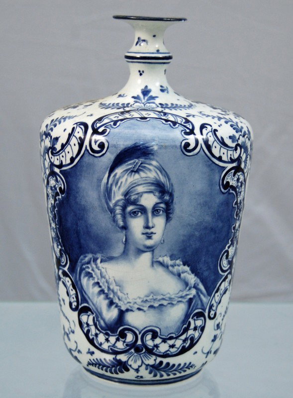 Royal Bonn "Delft" Vase: Royal Bonn "Delft" portrait vase measuring 6 3/4 inches tall.