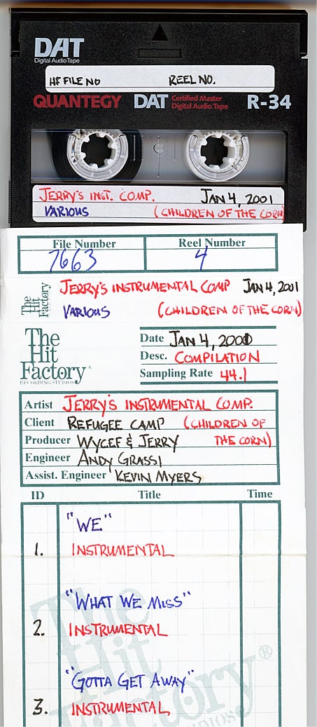 2000 -REFUGEE CAMP ALL-STARS- MASTER Hip-Hop/Rap Music DAT Tape: 2000 "Refugee Camp - WE - Children of The Corn" DAT Tape from "The Hit Factory" Master Tape Archive. #8966