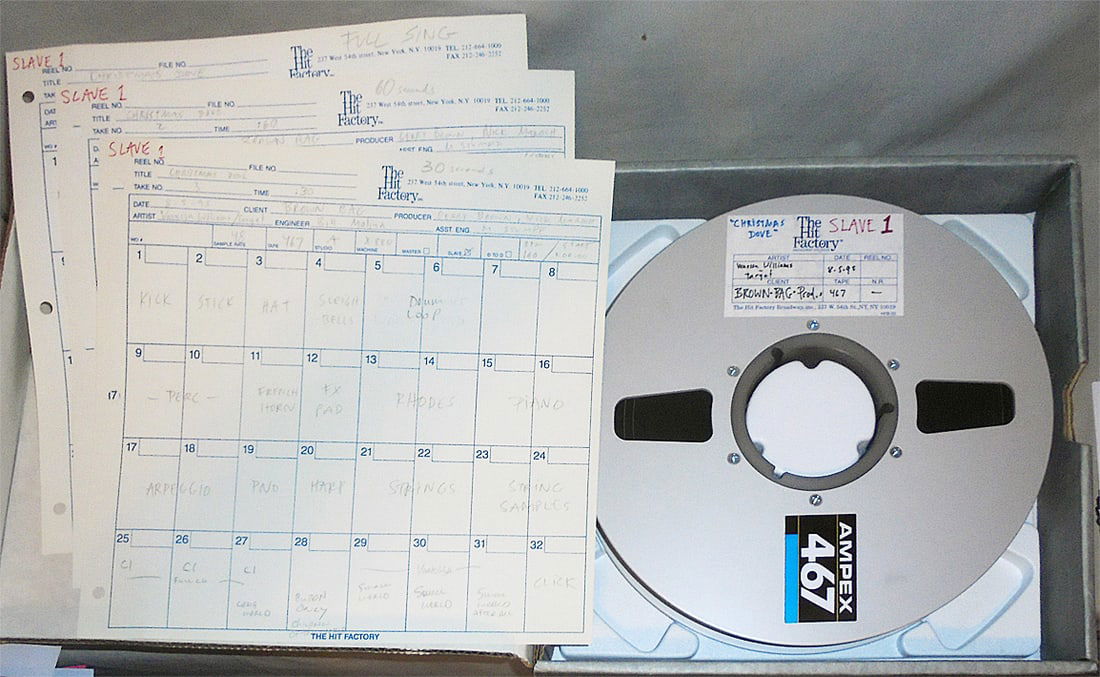 1995 -VANESSA WILLIAMS- Master Christmas Music Reel-To-Reel Tape: 1995 "Vanessa Williams/Target - Christmas Dove" Reel-To-Reel Tape from "The Hit Factory" Master Tape Archive. 10.5" Reel of 1" tape.#7508 - 8