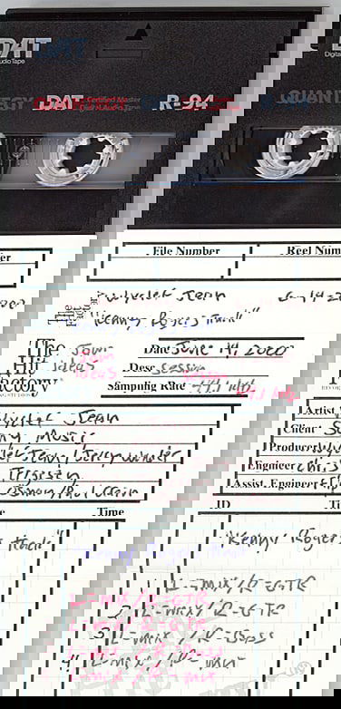 2000 -KENNY ROGERS/WYCLEF JEAN- Master Music DAT Tape: 2000 "Wyclef Jean - Kenny Rogers Track" DAT tape from "The Hit Factory" Master Tape Archive. #6063