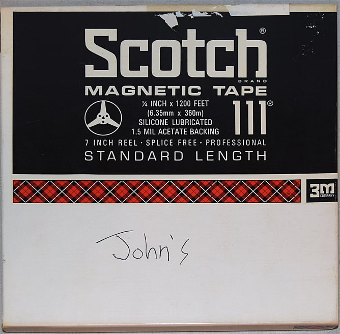 -JOHN LENNON- MASTER Vintage Music Reel-to-Reel Tape - BEATLES: "John's" tape from "The Hit Factory" Master Tape Archive. As John Lennon was recording a lot at The Hit Factory in this era, we believe this may be his, but we cannot guarantee it. 7" Reel of 1/4" tap