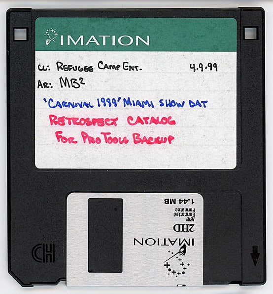 1999 -MB2/REFUGEE CAMP ALL-STARS- MASTER Rap/Hip-Hop Music Computer Disk: 1999 "MB2 - Refugee Camp - Carnival" Master recording session diskette from "The HIT FACTORY" Master tapes archive. #1824