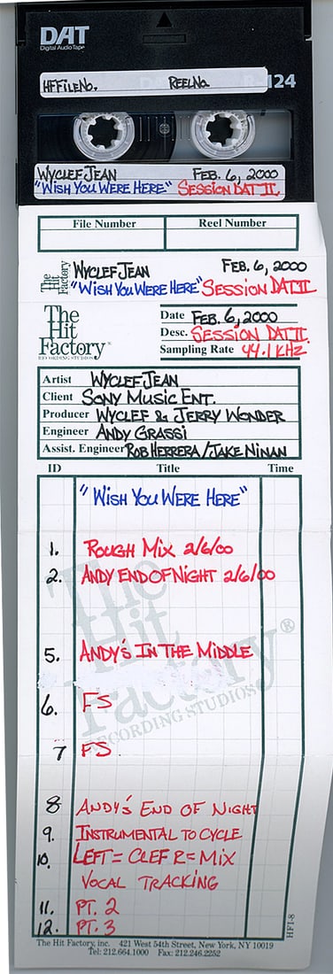 2000 -PINK FLOYD/WYCLEF JEAN- MASTER Music DAT Tape
