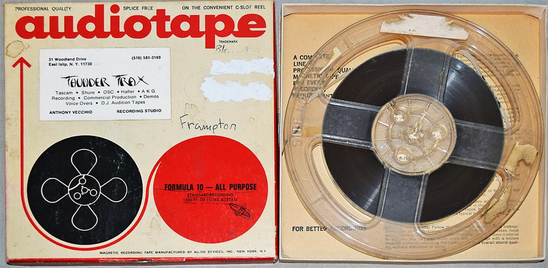 -PETER FRAMPTON- MASTER Vintage Rock Music Reel-to-Reel Tape: "Frampton - Thunder Trax" tape from "The Hit Factory" Master Tape Archive. 7" Reel of 1/4" tape. #2294 - 2