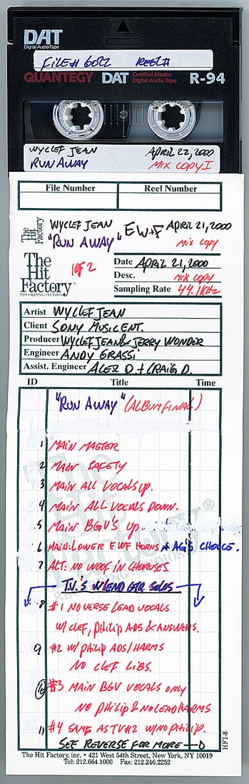 2000 -EARTH, WIND & FIRE/WYCLEF JEAN- MASTER Music DAT Tape (1 of 1)