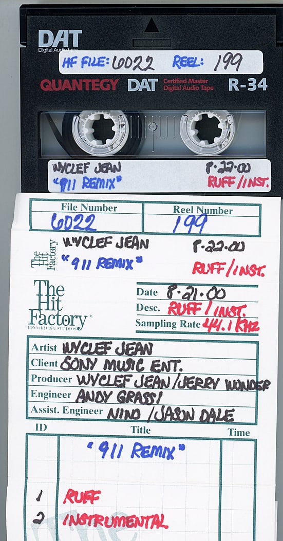 2000 -MARY J BLIGE/WYCLEF JEAN- 911 MASTER Hip-Hop/Rap DAT Tape