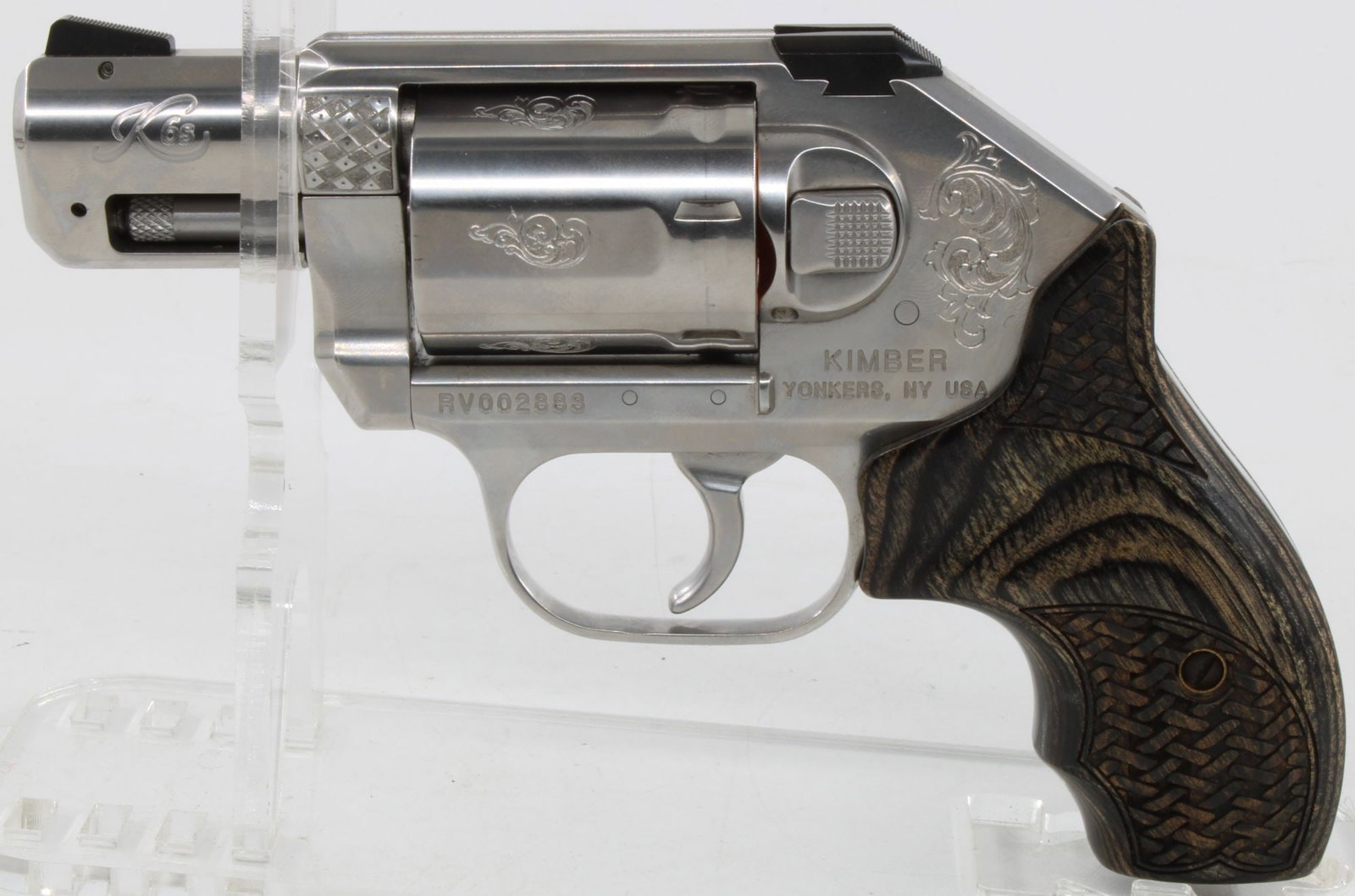 Kimber K6S .357 Magnum Stainless Steel Hammerless Revolver, Engraved & Signed by Miller, S/N (1 of 15)