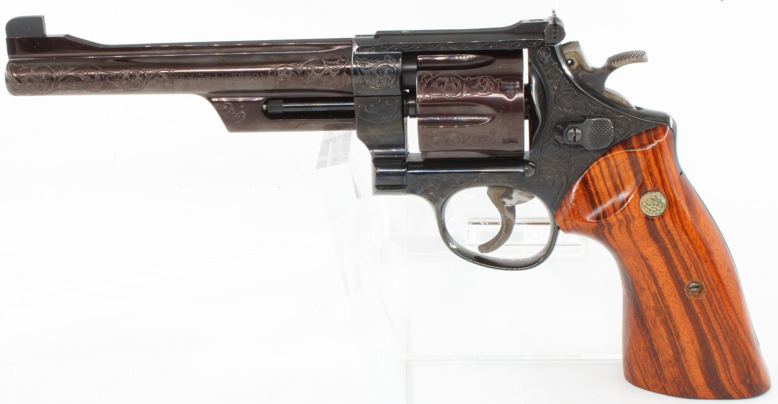 Smith & Wesson Model 24-3 .44 S&W Special Double Action Revolver — S/N ABZ3684 Fully Engraved,: Smith & Wesson Model 24-3 "1950 Target" double action revolver, .44 S&W Special, 6.5" barrel, blued finish. Limited production reintroduction manufactured 1983–1984, one of approximately 4,875 produ