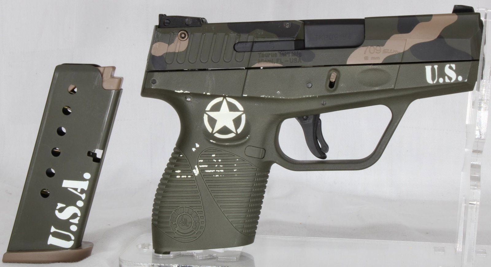 Taurus 709 Slim 9mm Semi-Automatic Pistol, US Army Edition, S/N TKP09184, w/ Magazine (1 of 8)
