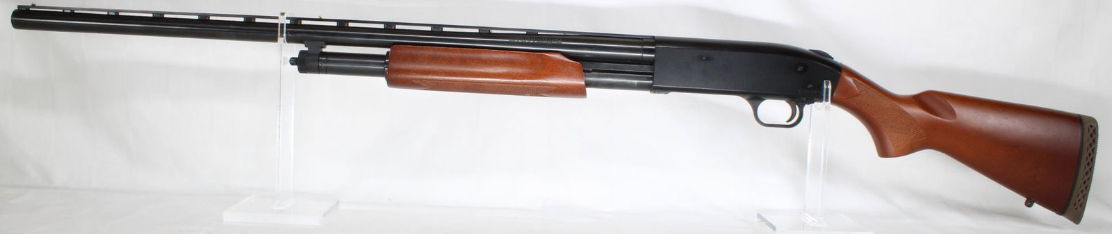 Mossberg Model 500 12 Gauge Pump Action Shotgun, Vent Rib Barrel, S/N V1275756: Mossberg Model 500 pump action shotgun chambered in 12 gauge. Features ventilated rib barrel for improved sighting and heat dissipation. Serial number V1275756. Condition appears good with minimal use
