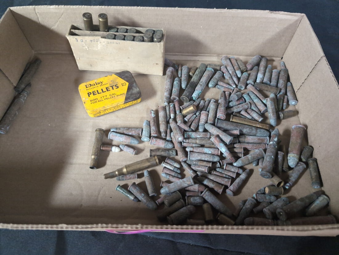 Assorted Mixed Caliber Ammunition and Daisy Pellet Tin (1 of 1)
