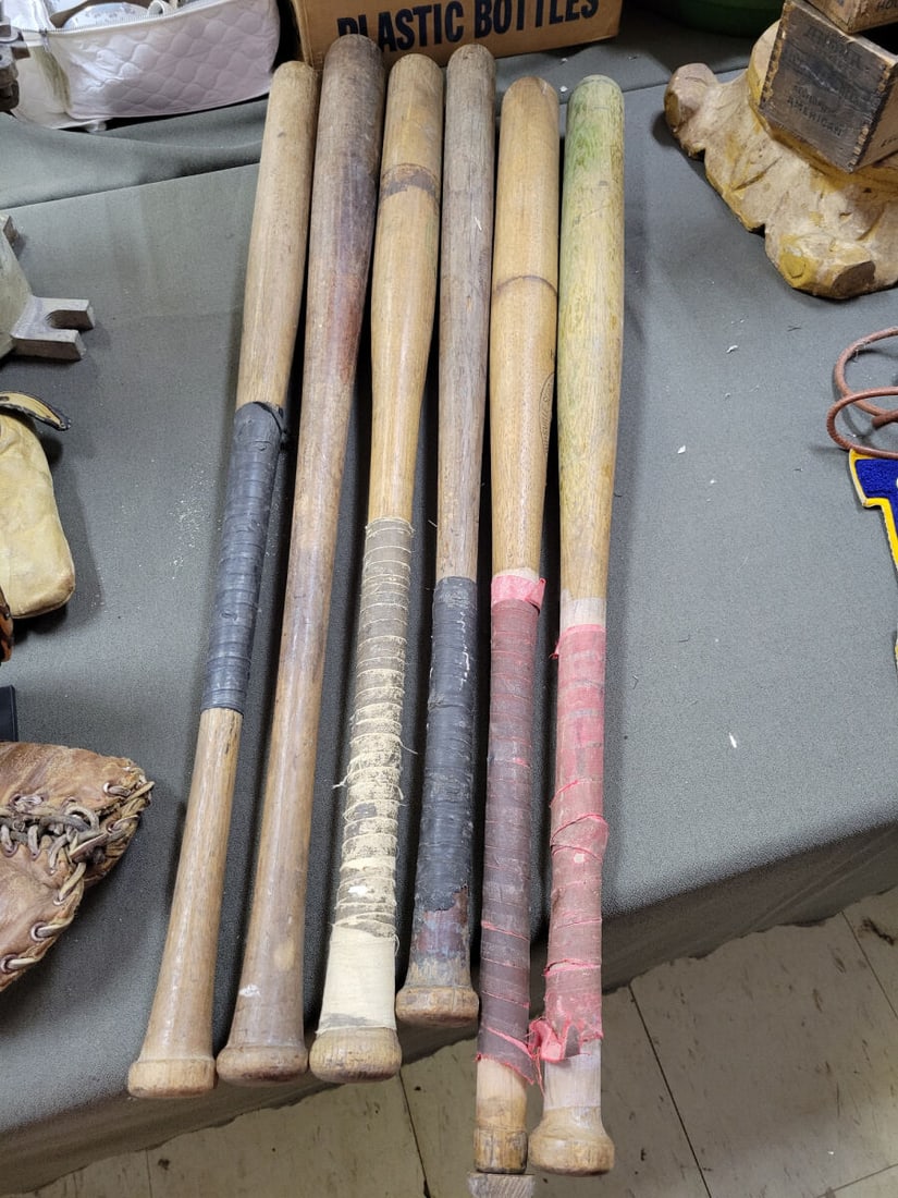 Collection of Six Wooden Baseball and Softball Bat (1 of 3)