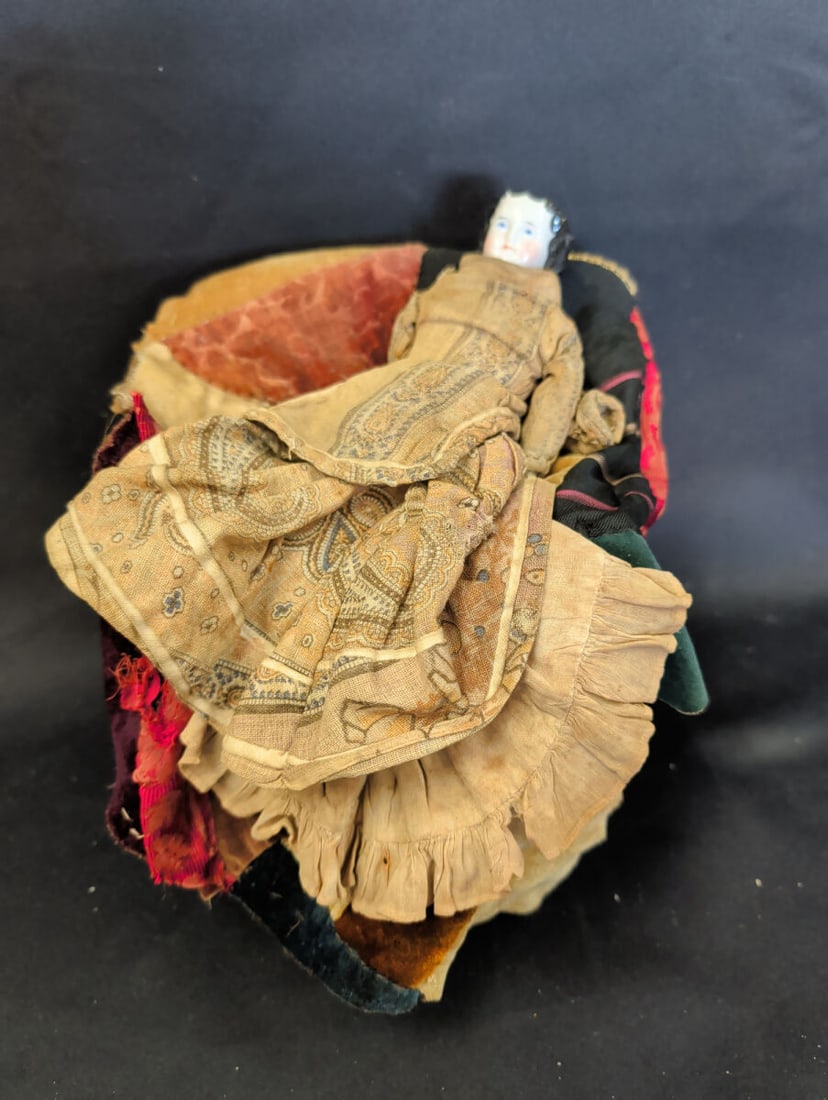 Porcelain Head Doll with Fabric Clothing and Patch (1 of 4)