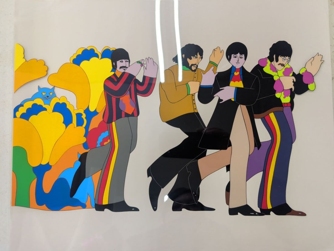 The Beatles Lineup of 4 Sericel by Subafilms Ltd.: A limited edition sericel titled Lineup of 4 featuring The Beatles, produced by Subafilms Ltd. in 1999. The artwork measures 13 1/2 inches by 16 1/2 inches and is from an edition of 2500. This piece i
