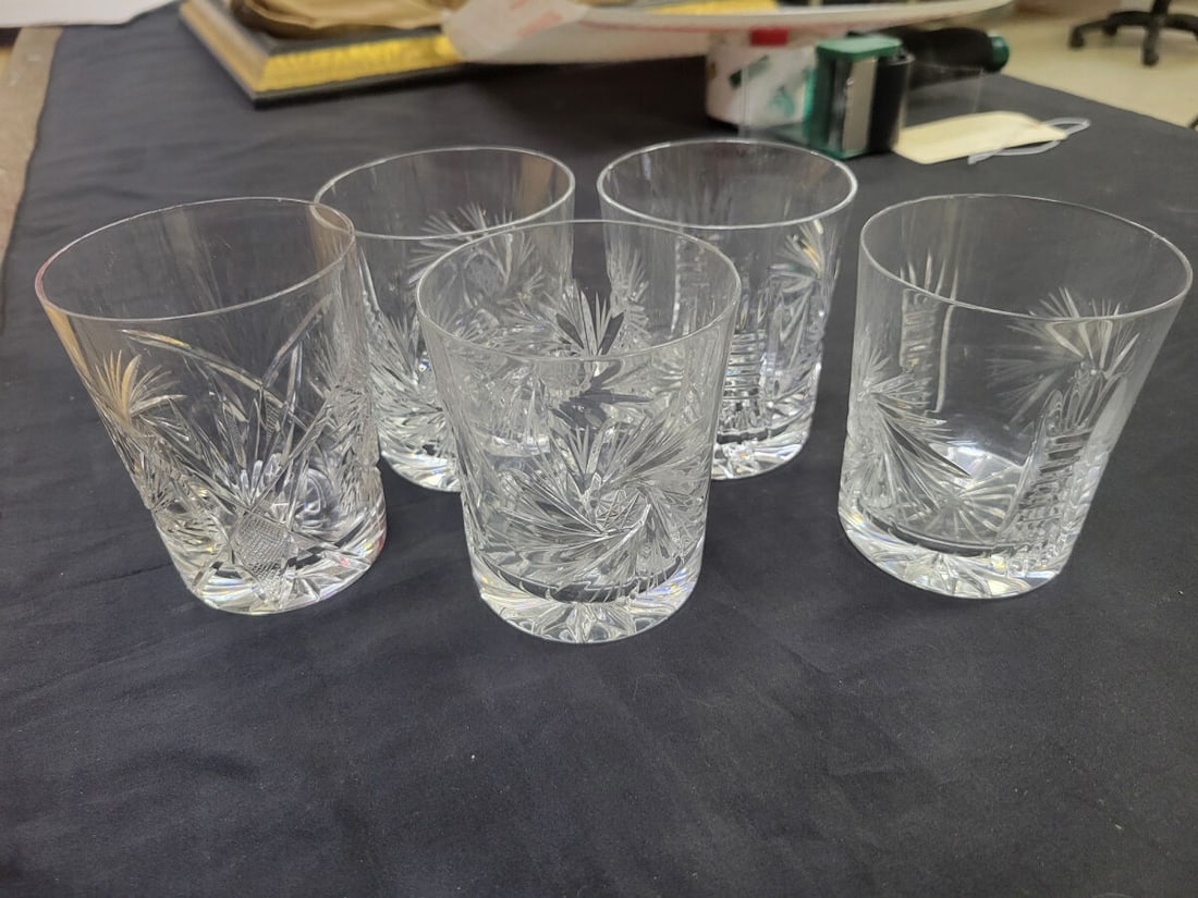 Set of Five Cut Glass Tumblers (1 of 2)