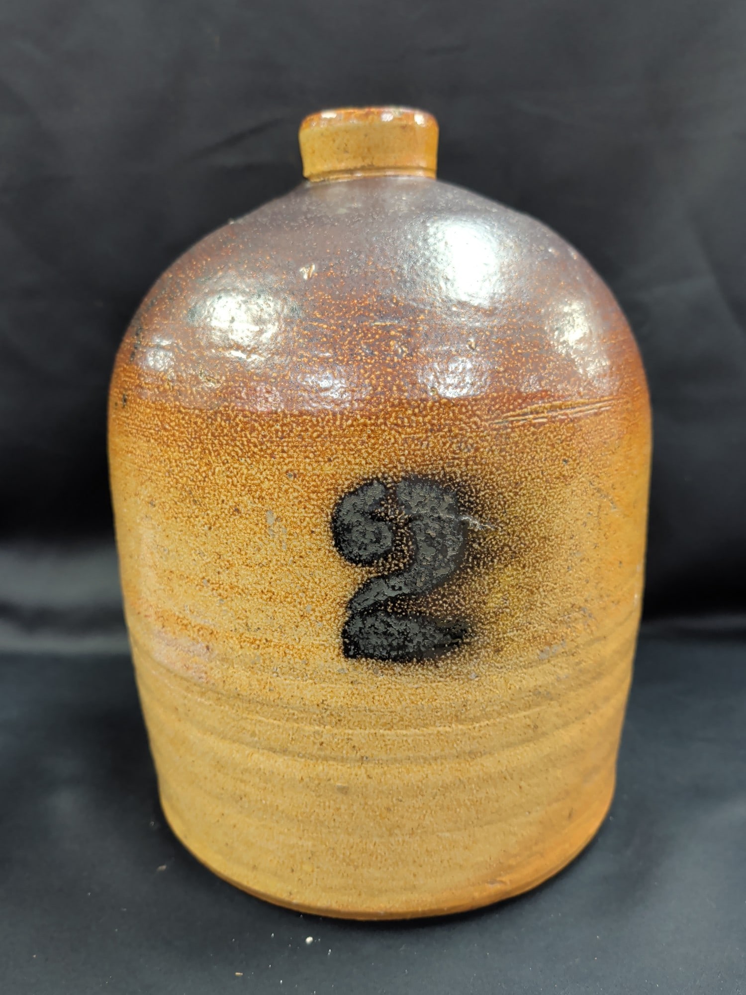 Antique No. 2 Salt-Glazed Stoneware Jug with Brown (1 of 4)
