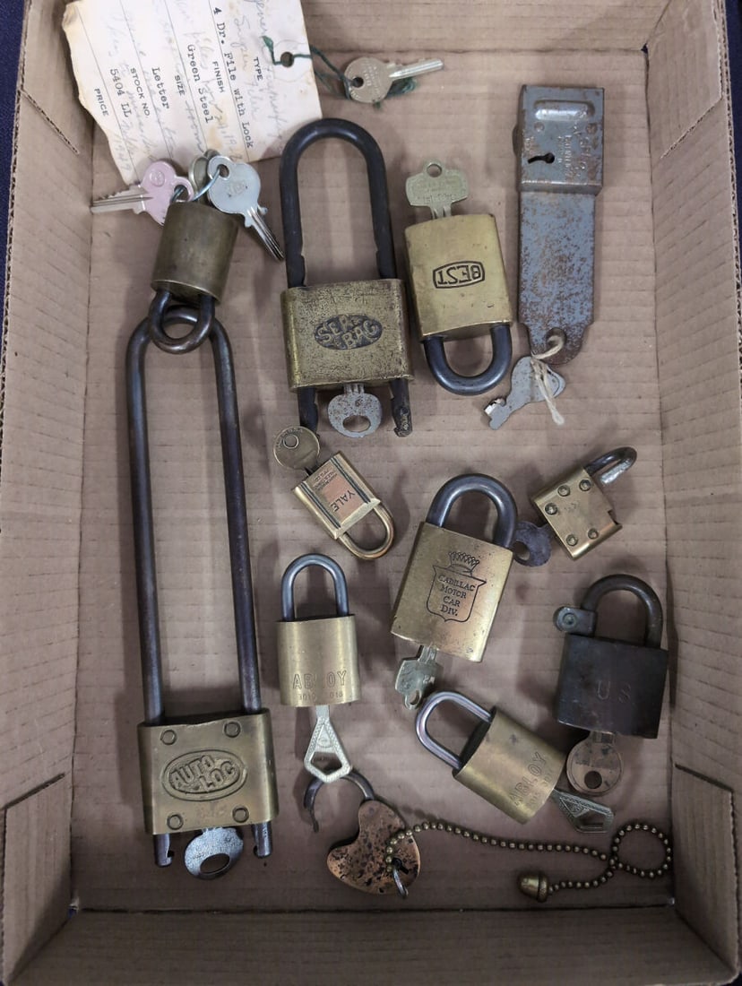 Assorted Padlocks and Keys Collection Including Auto-Loc, Yale, and Abloy (1 of 3)