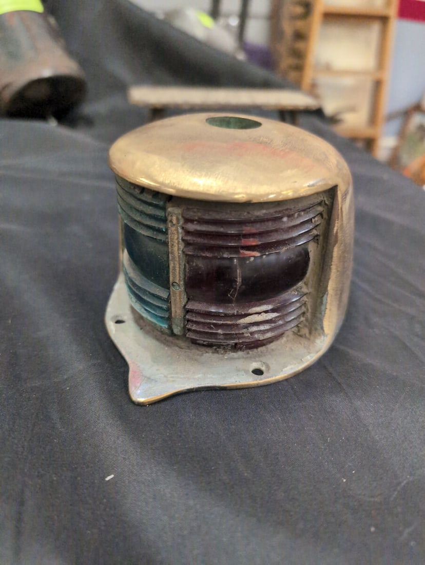 Brass Marine Navigation Light with Port and Starboard Fresnel Lenses (1 of 4)