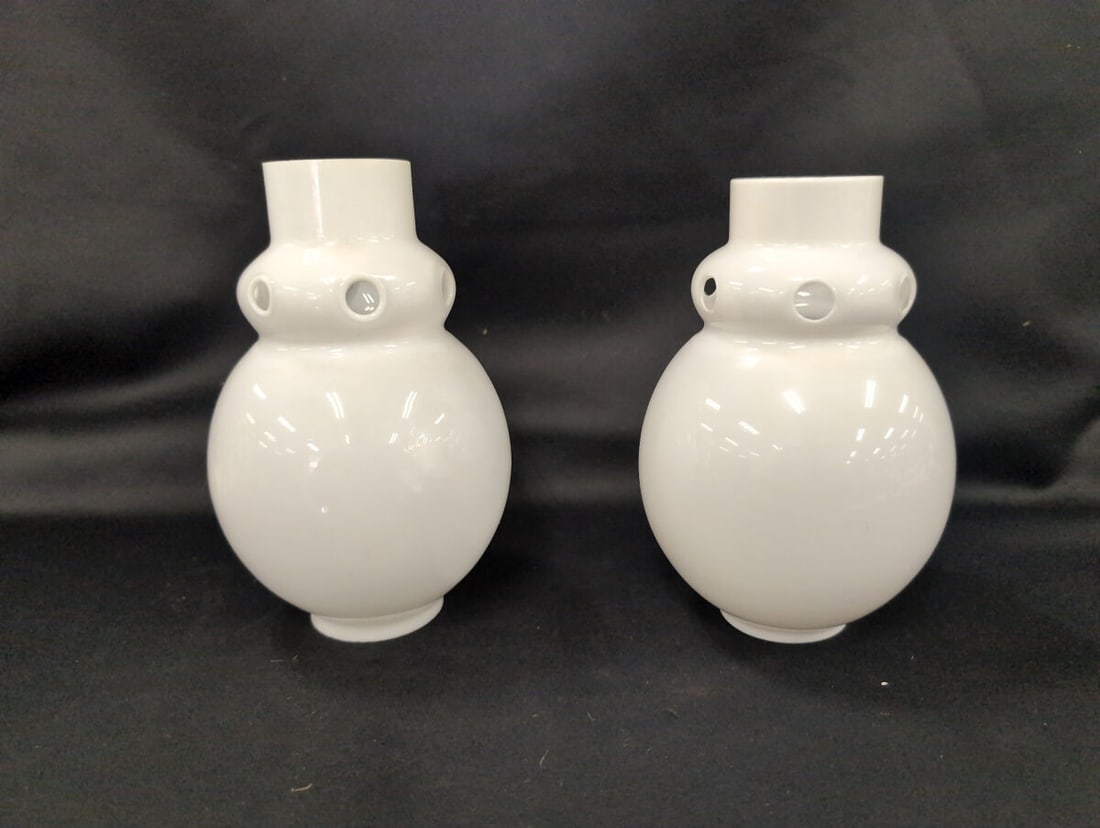 Pair of White Milk Glass Gas Lamp Chimneys (1 of 5)