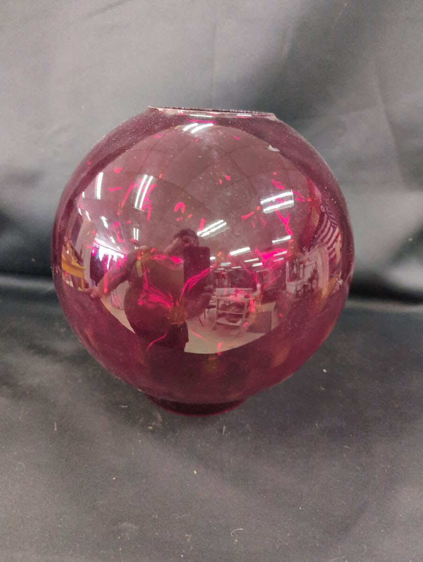 Cranberry Glass Globe Lamp Shade (1 of 4)