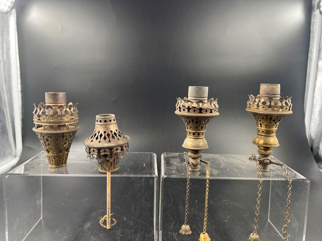 Assorted Pierced Metal Lamp Parts and Burners Including Plume & Atwood Mfg Co. (1 of 4)