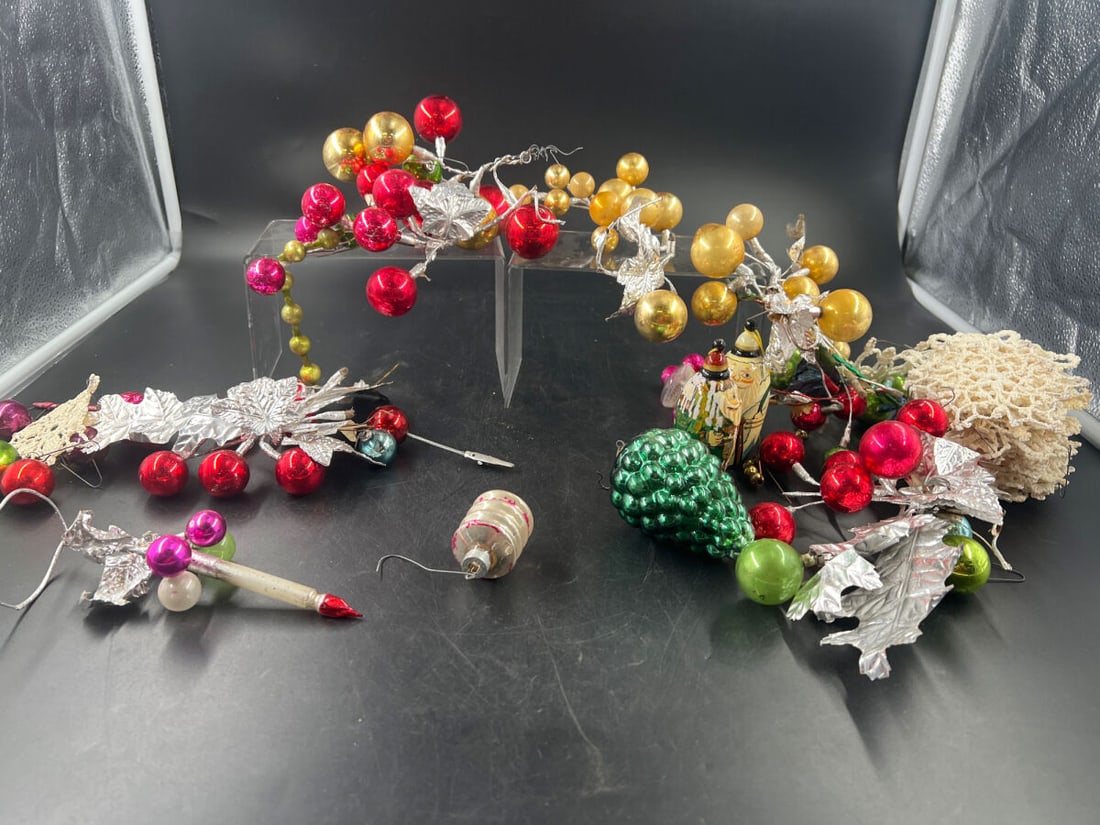 Large Collection of Glass Christmas Ornaments, Garlands, and Tree Topper (1 of 3)